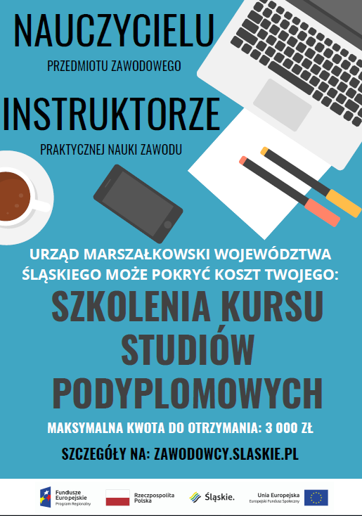 Ogłoszenie dotyczące terminu naboru wniosków szkoleniowych kadry pedagogicznej nr 1/2020  w ramach projektu „Śląskie. Zawodowcy”